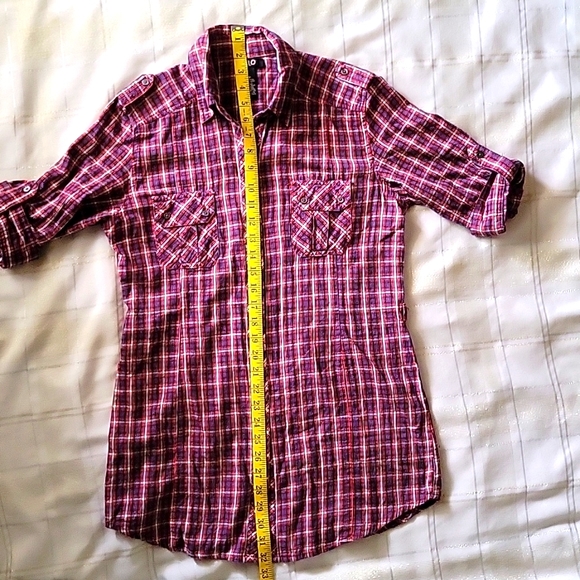 Red Plaid Shirt Dress - Picture 8 of 10